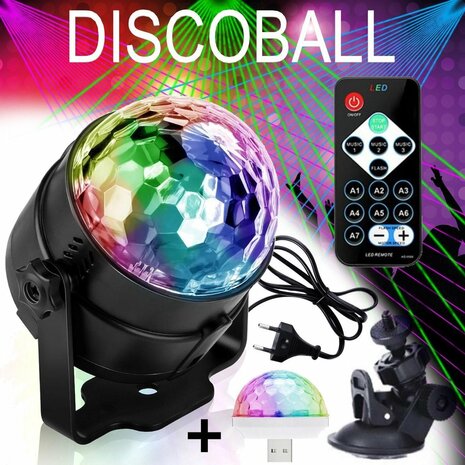 Discolamp | Discobal | Roterende Discobol | Discolamp Kinderen | Feestverlichting | Party Verlichting | Met Zuignap En Mini Discolamp