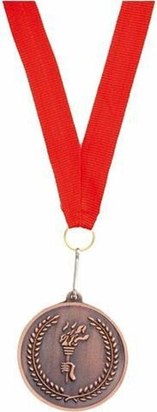 12x stuks sportprijzen - Bronzen medaille derde prijs aan rood lint