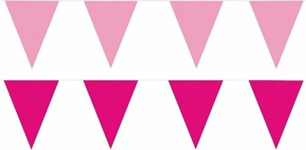 Roze/Lichtroze feest punt vlaggetjes pakket - 200 meter - slingers/ vlaggenlijn