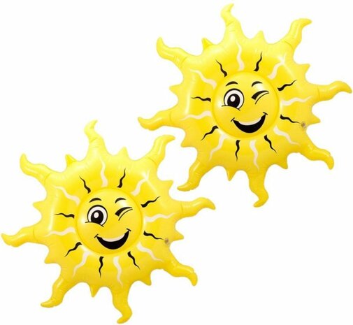 4x stuks opblaasbare zon 60 cm - Decoratie en versiering feestartikelen - Hawaii thema