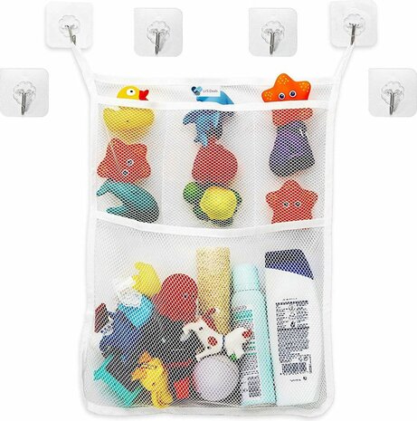 LVS Badspeelgoed Opbergtas - Badkamer Accessoires -  Met 6 Ultra Sterke Haken - Bath Toy Organizer