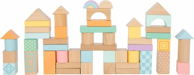 Pastel houten bouwblokken - 50 stuks - Houten speelgoed vanaf 1 jaar