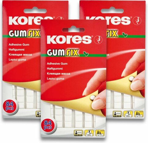 Kleefgum kneedlijm Kores blister met 84 stuks - VOORDEELPACK 3 stuks