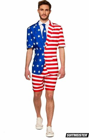 Suitmeister - USA Flag - Heren Zomer Pak Carnaval - Maat XL
