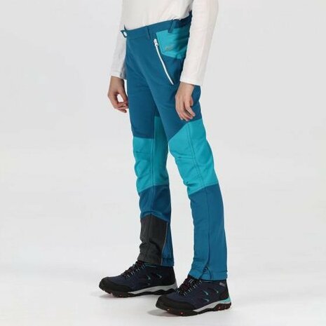 Tech Mountain Stretch wandelbroek van Regatta voor kinderen, Outdoorbroek met waterafstotende afwerking, donkerblauw turquoise methyleenblauw