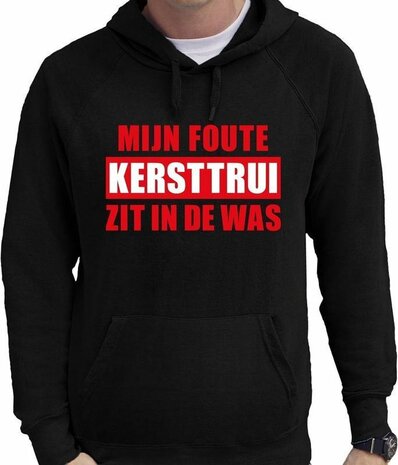 Foute Kerst hoodie / hooded sweater - Mijn foute kersttrui zit in de was - zwart voor heren - kerstkleding / kerst outfit M