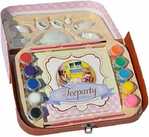 Theeservies in koffer om te schilderen en mee te spelen - Duits - Teeparty bemalen &amp; Spielen