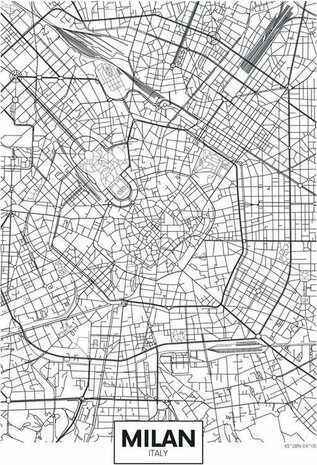 Canvas City Map Milaan - 60xH90 cm