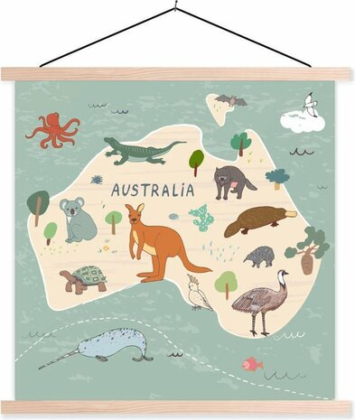 Wereldkaart kinderen - Dieren - Australi&euml;