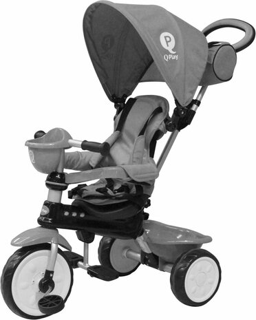 QPlay Driewieler Comfort 4 in 1 - Jongens en Meisjes - Grijs