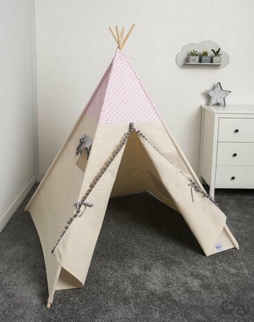 FUJL - Tipi Tent - Speeltent - Wigwam - kinder tipi -  Little Stars Pink