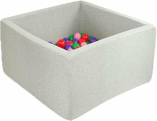 Ballenbak XXL vierkant 130x130x50 lichtgrijs Misioo, excl. ballen